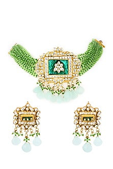 Gold Plated Kundan Polki Choker Necklace Set