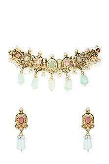 Gold Plated Pearl Choker Necklace Set