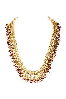 Gold Plated Long Necklace With Kundan Polki