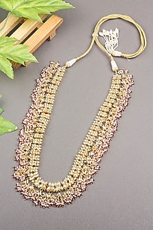 Gold Plated Long Necklace With Kundan Polki