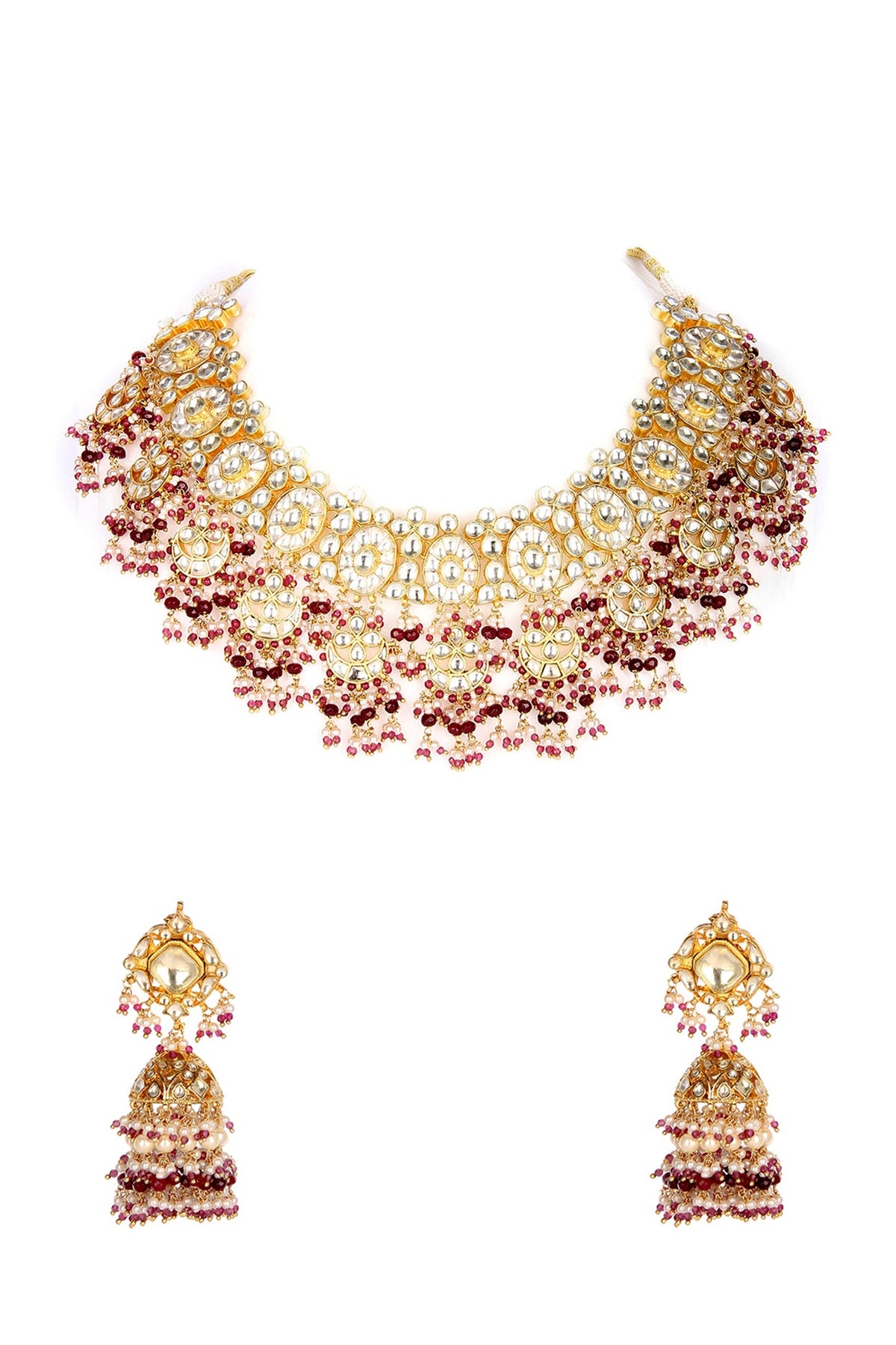 Gold Plated Necklace Set With Pearls