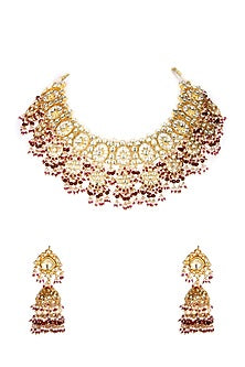Gold Plated Necklace Set With Pearls