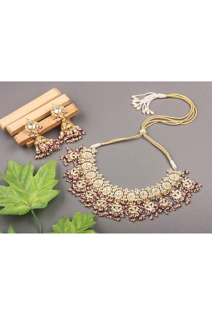 Gold Plated Necklace Set With Pearls