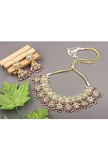 Gold Plated Necklace Set With Pearls