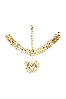 Gold Plated Kundan Polki & Pearl Matha Patti