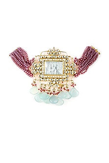 Gold Plated Pearl & Kundan Choker Necklace Set