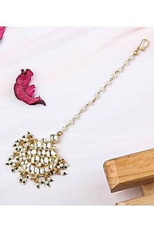 Gold Plated Kundan Polki Maang Tikka
