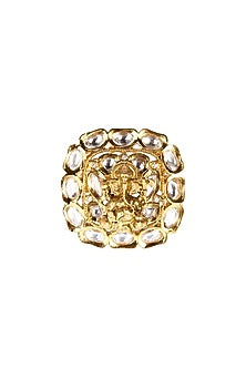 Gold Plated Kundan Polki Ring
