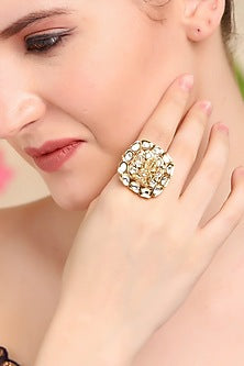 Gold Plated Kundan Polki Ring