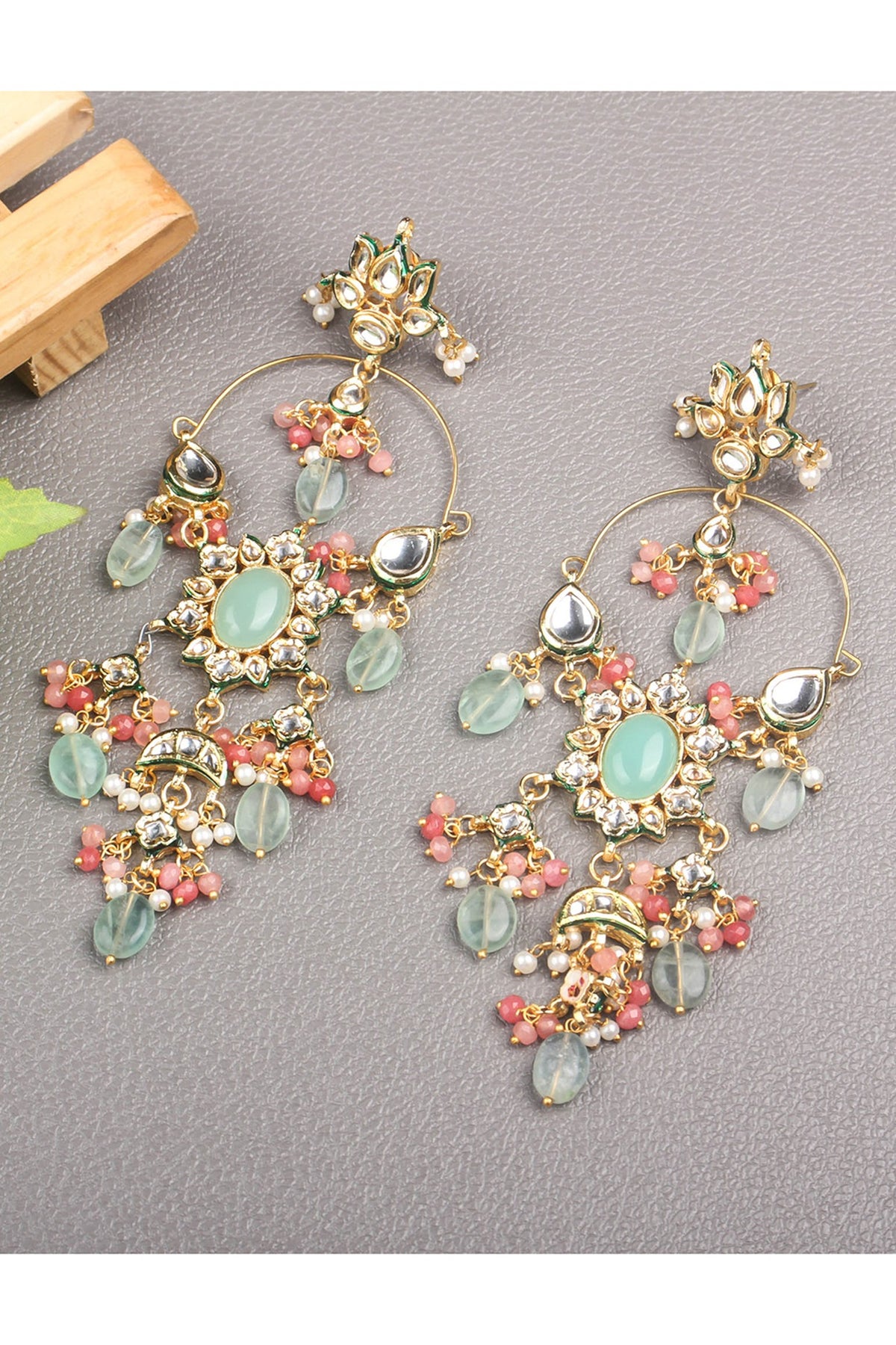 Gold Plated Kundan Polki Earrings