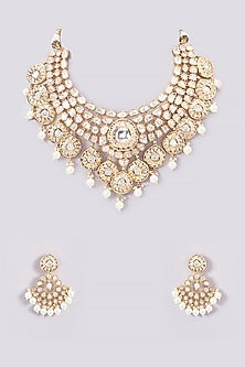 Gold Plated Kundan Polki Necklace Set