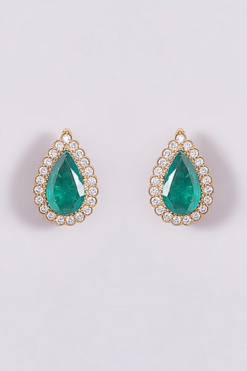Gold Plated Kundan Polki & Green Stone Choker Necklace Set