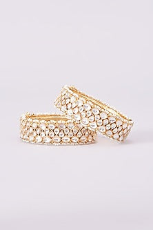 Gold Plated Kundan Polki Bangles (Set of 2)