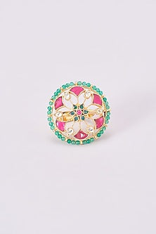 Gold Plated Kundan Polki Ring