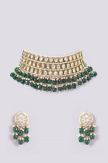 Gold Plated Kundan Polki Choker Necklace Set