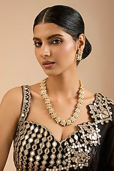Two Tone Finish Kundan Polki Necklace Set