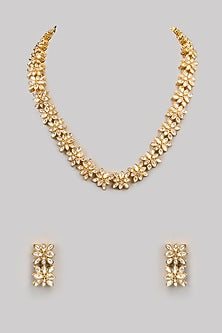 Two Tone Finish Kundan Polki Necklace Set