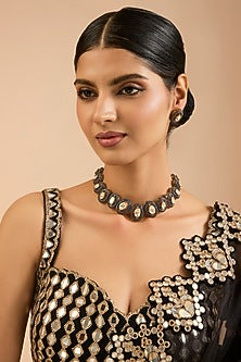 Two Tone Finish Kundan Polki & Beaded Necklace Set