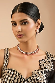Two Tone Finish Kundan Polki & Beaded Necklace Set