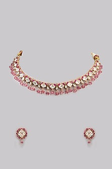 Two Tone Finish Kundan Polki & Beaded Necklace Set