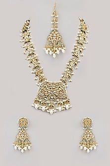 Two Tone Finish Kundan Polki & Beaded Necklace Set