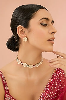 Two Tone Finish Kundan Polki Necklace Set