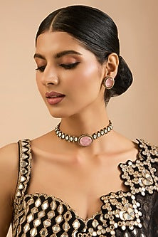 Two Tone Finish Kundan Polki Necklace Set