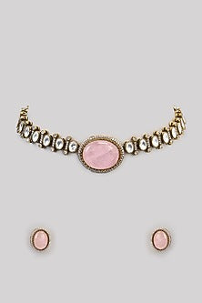 Two Tone Finish Kundan Polki Necklace Set