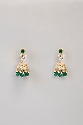 Two Tone Finish Kundan Polki & Beaded Necklace Set