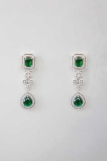 White Finish Zircon & Emerald Necklace Set