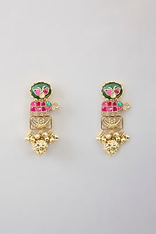 Gold Finish Kundan Polki & Beaded Necklace Set