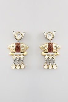 Two Tone Finish Kundan Polki & Beaded Necklace Set
