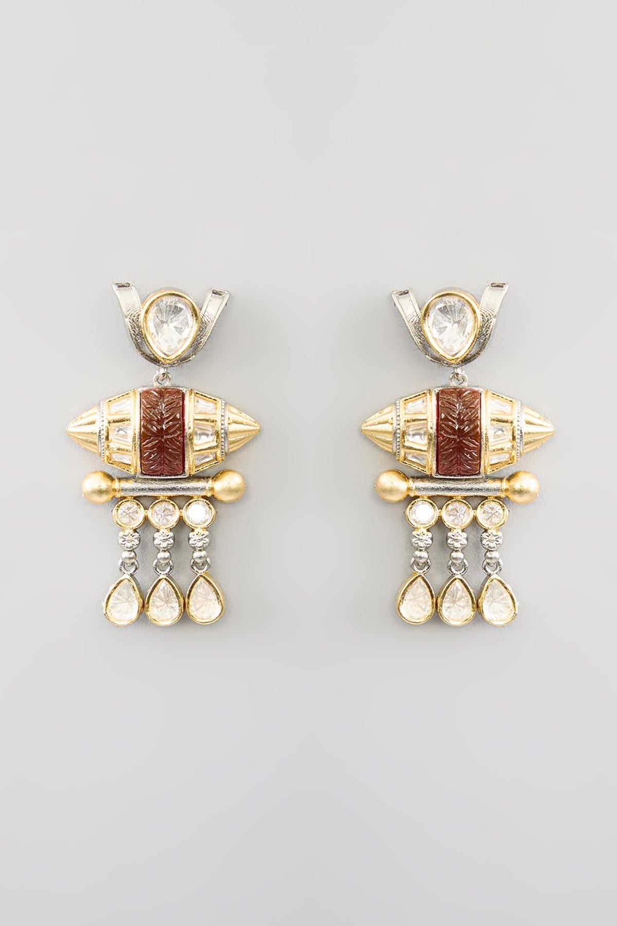 Two Tone Finish Kundan Polki & Beaded Necklace Set