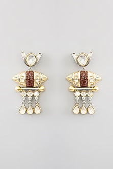 Two Tone Finish Kundan Polki & Beaded Necklace Set