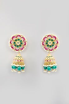 Gold Finish Kundan Polki & Beaded Necklace Set