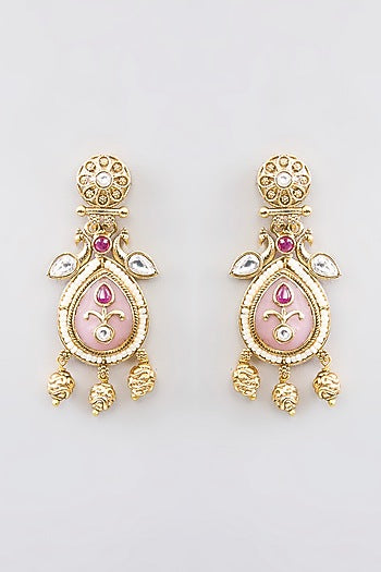 Gold Finish Kundan Polki & Beaded Necklace Set