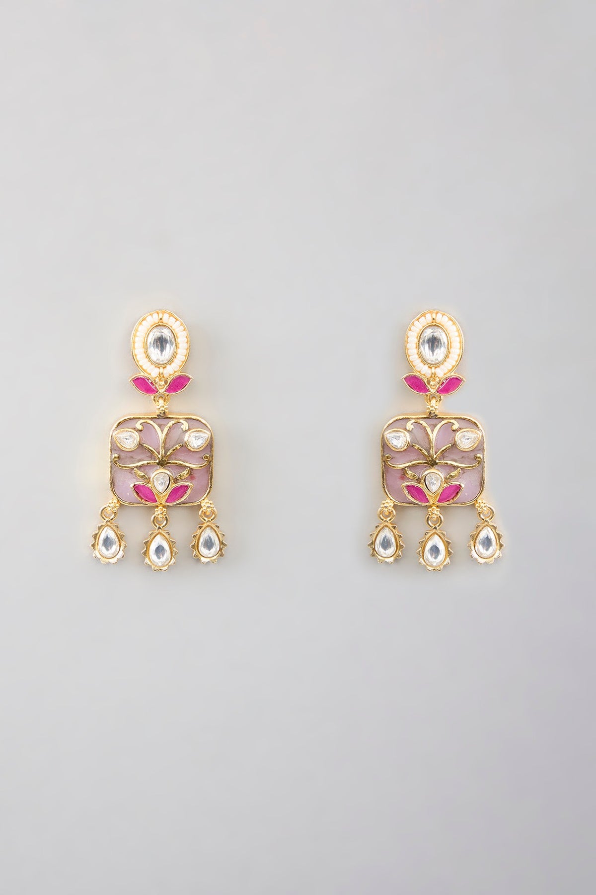 Gold Finish Kundan Polki & Beaded Necklace Set