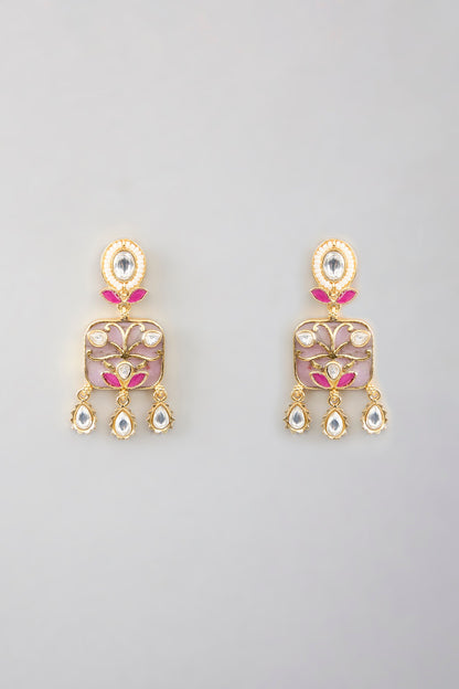 Gold Finish Kundan Polki & Beaded Necklace Set