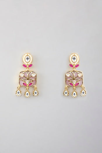 Gold Finish Kundan Polki & Beaded Necklace Set