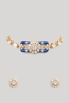 Gold Finish Kundan Polki & Beaded Necklace Set
