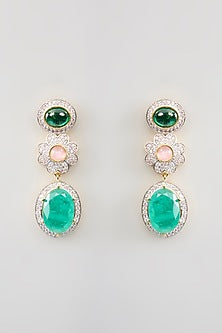 Two Tone Finish Multi-Colored Stone & Zircon Necklace Set