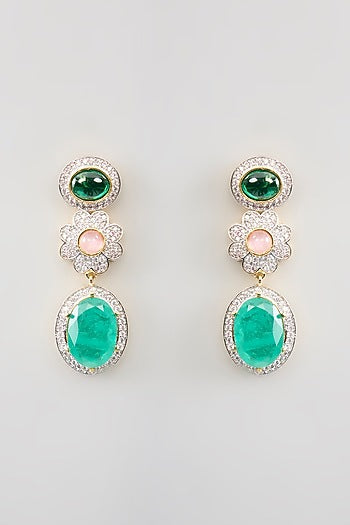Two Tone Finish Multi-Colored Stone & Zircon Necklace Set