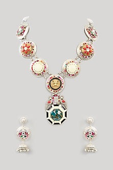 Gold Finish Kundan Polki & Beaded Necklace Set