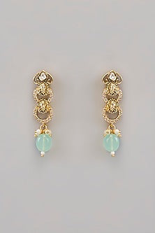 Gold Finish Kundan Polki & Green Stone Necklace Set