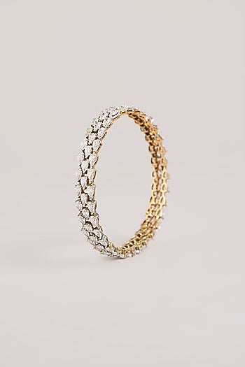 Two-Tone Finish American Diamond Bangles In Sterling Silver (Set Of 2)
