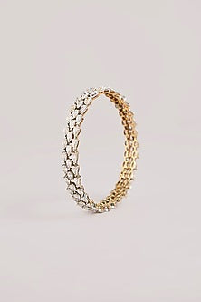 Two-Tone Finish American Diamond Bangles In Sterling Silver (Set Of 2)