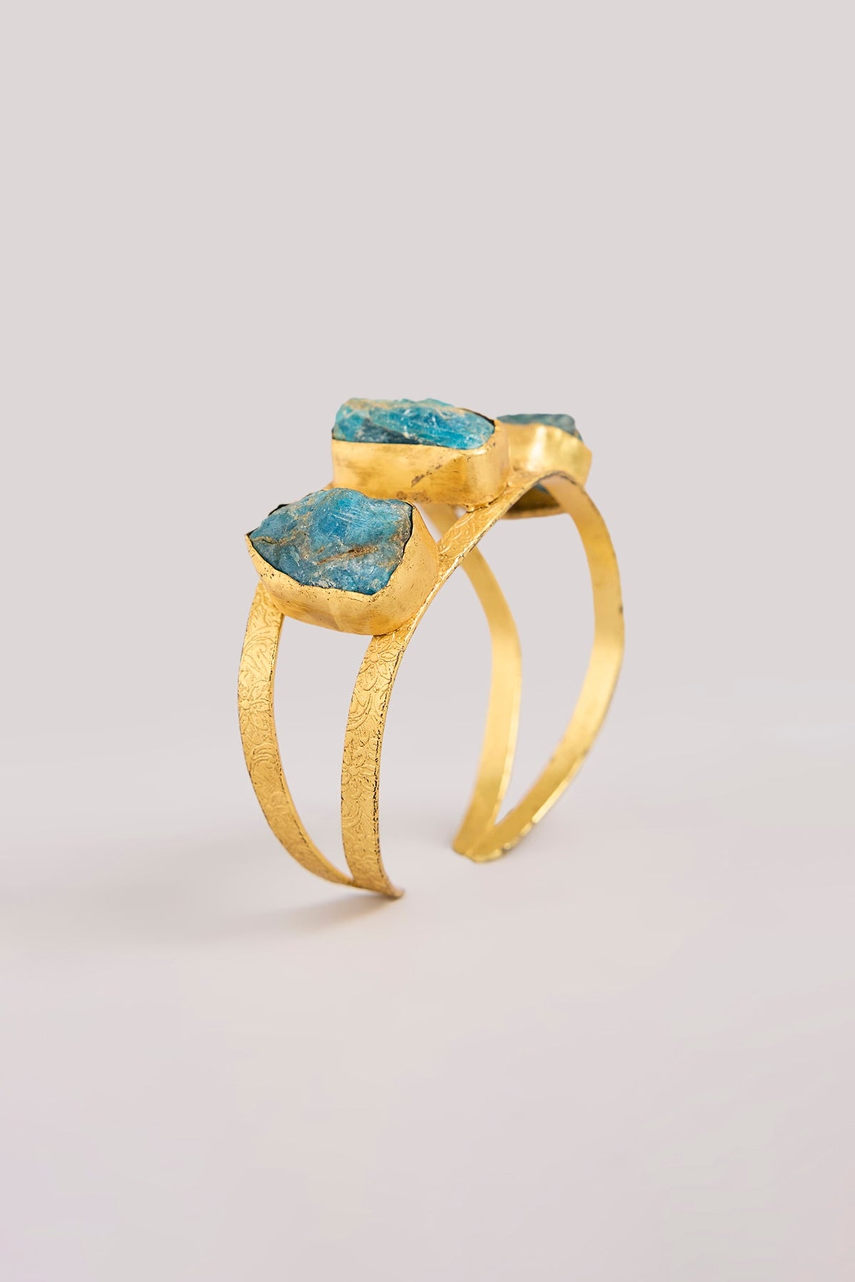 Gold Finish Uncut Turquoise Stone Cuff Bracelet