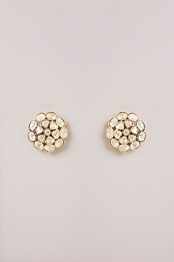 Gold Finish Kundan Polki Ring