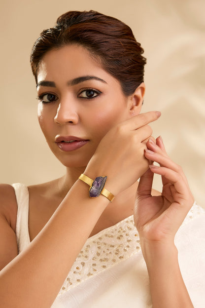 Gold Finish Purple Stone Ring