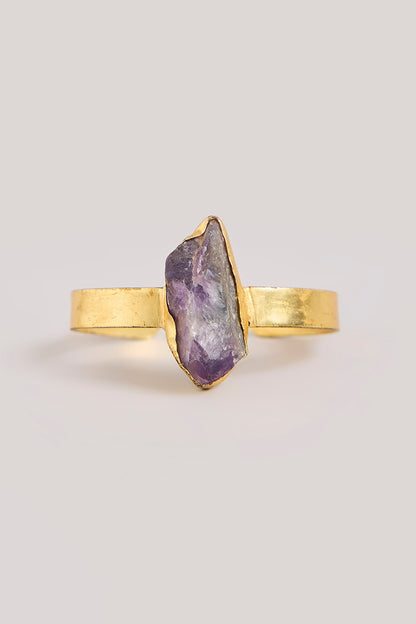 Gold Finish Purple Stone Ring